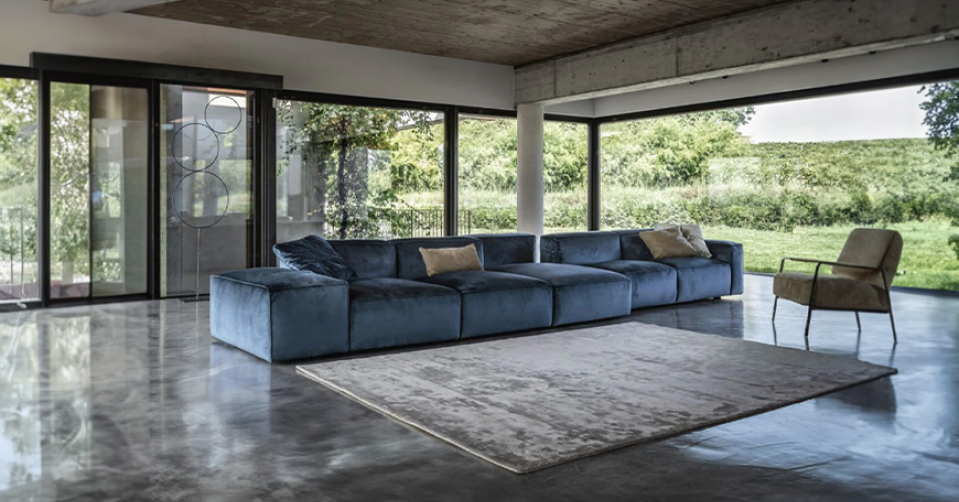 ALBERTO sofa - wersja bez ozdobnych zmarszczeń i zluźnień tkaniny