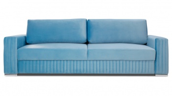 GLAMOUR sofa 3 osobowa rozkładana w niebieskim welwecie.